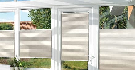 pleated blind in a conservatory