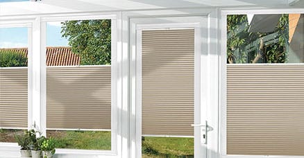 pleated door blind in a conservatory