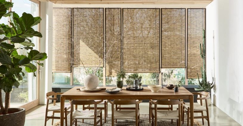 Woven wood roll up blinds