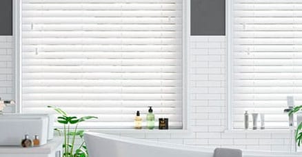 wooden blind in a bathroom