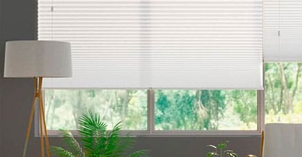 pleated blind in a bedroom