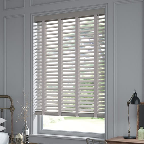 Wooden Blinds with Tapes, Savings on Grey Faux Wood