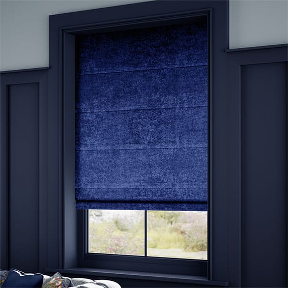 2ft Blue Velour Lined Roman Blind With Fittings 61cm 