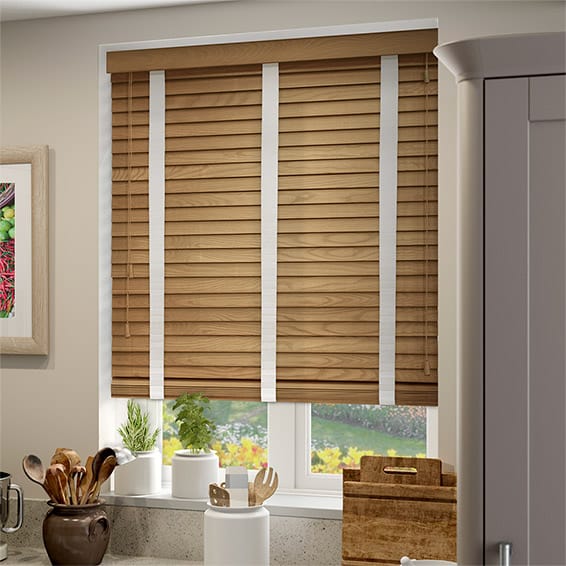 MADE TO MEASURE WOODEN VENETIAN BLINDS LIGHT OAK WITH TAPES REAL WOOD 50MM SLATS 