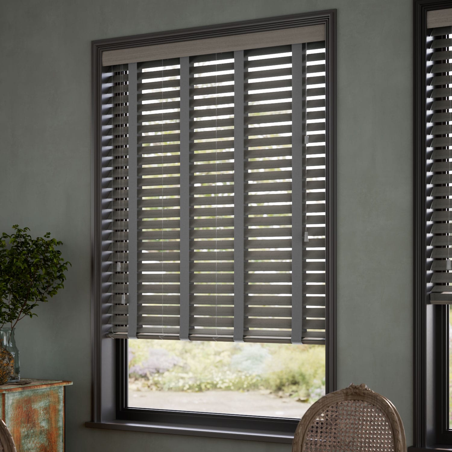 Luxury Grey Faux Wood 50mm Venetian Blinds Made to Measure