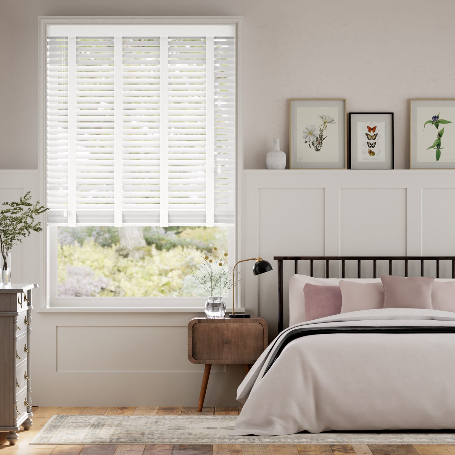 White Wooden Blinds With Tapes Fast, Wooden Horizontal Blinds For Windows